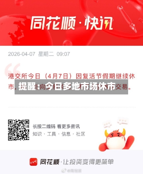 提醒：今日多地市场休市