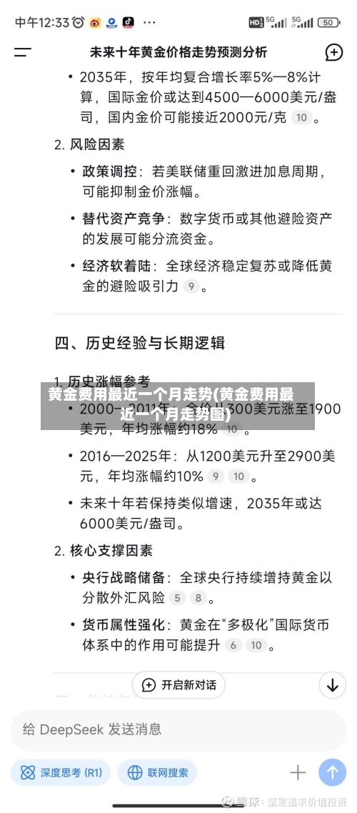 黄金费用最近一个月走势(黄金费用最近一个月走势图)