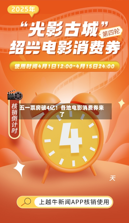 五一票房破4亿！各地电影消费券来了