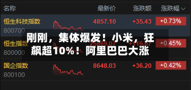 刚刚	，集体爆发！小米，狂飙超10%！阿里巴巴大涨-第2张图片