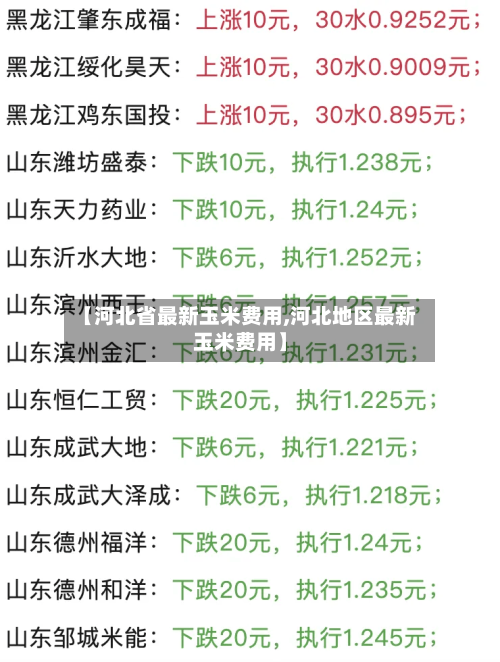 【河北省最新玉米费用,河北地区最新玉米费用】