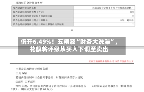低开6.49%！五粮液“财务大洗澡”，花旗将评级从买入下调至卖出