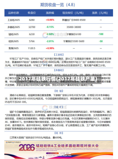 2017年硅铁行情(2017年硅铁产量)-第2张图片