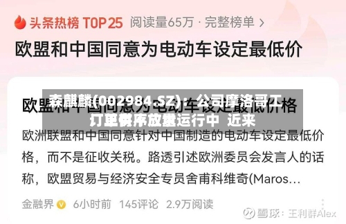 森麒麟(002984.SZ)：公司摩洛哥工厂正有序放量运行中  近来订单供不应求