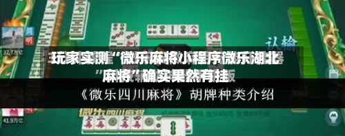 玩家实测“微乐麻将小程序微乐湖北麻将”确实果然有挂-第2张图片